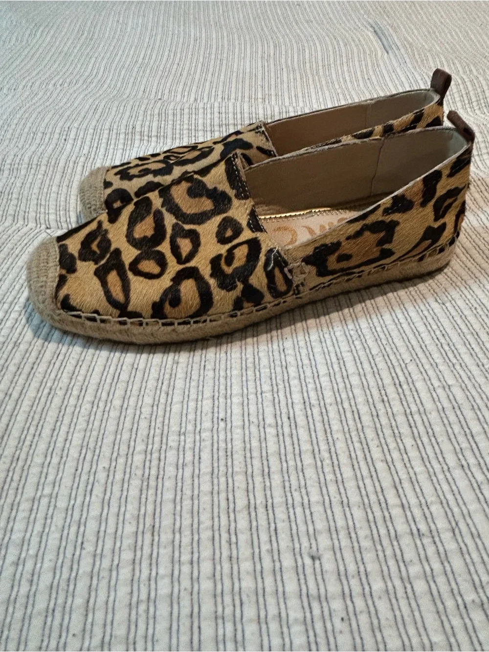 Sam Edelman Leopard Print Espadrille Slip-On Flats - Tan/Black